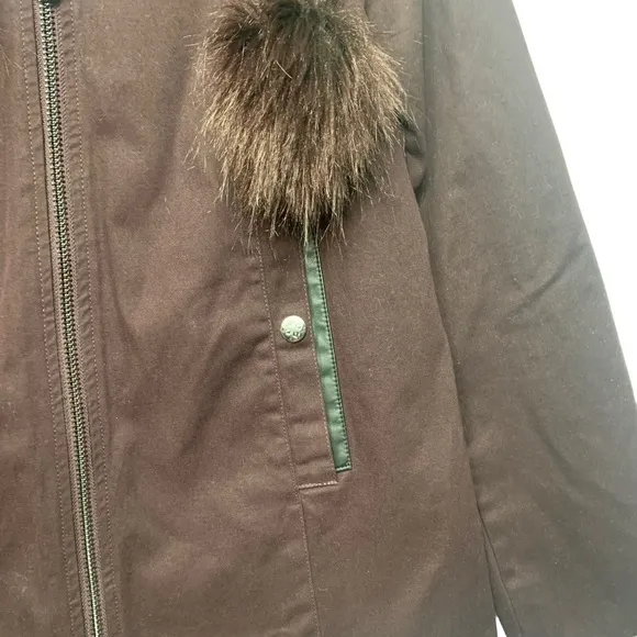 - Gianni Bini Burgundy Anorak Faux Fur Hood w/ Detachable Fur