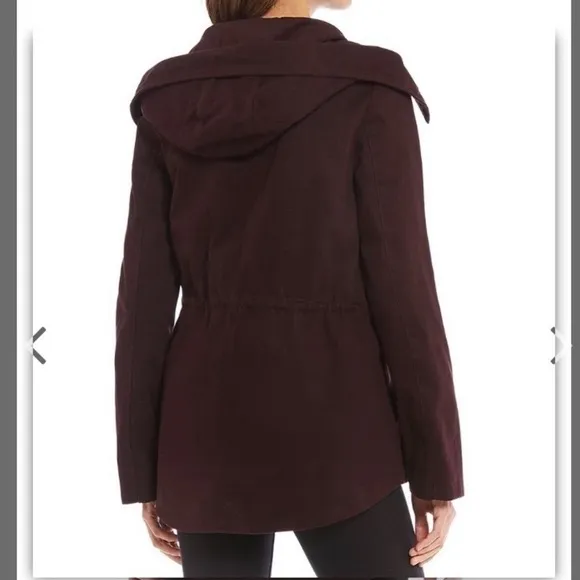- Gianni Bini Burgundy Anorak Faux Fur Hood w/ Detachable Fur