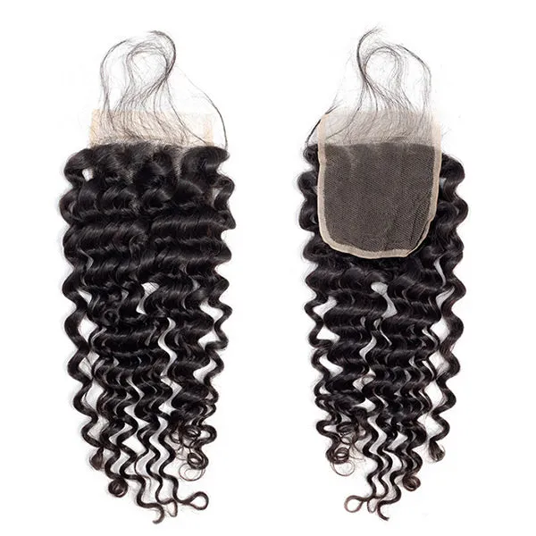 100% Virgin Human Hair 4x4 5x5 Swiss Lace Closure 6 Hair Texture Natural Black