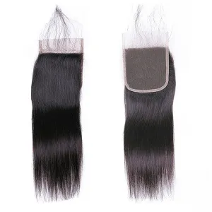 100% Virgin Human Hair 4x4 5x5 Swiss Lace Closure 6 Hair Texture Natural Black