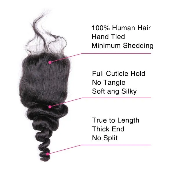 100% Virgin Human Hair 4x4 5x5 Swiss Lace Closure 6 Hair Texture Natural Black