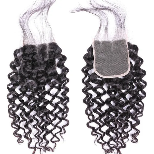 100% Virgin Human Hair 4x4 5x5 Swiss Lace Closure 6 Hair Texture Natural Black