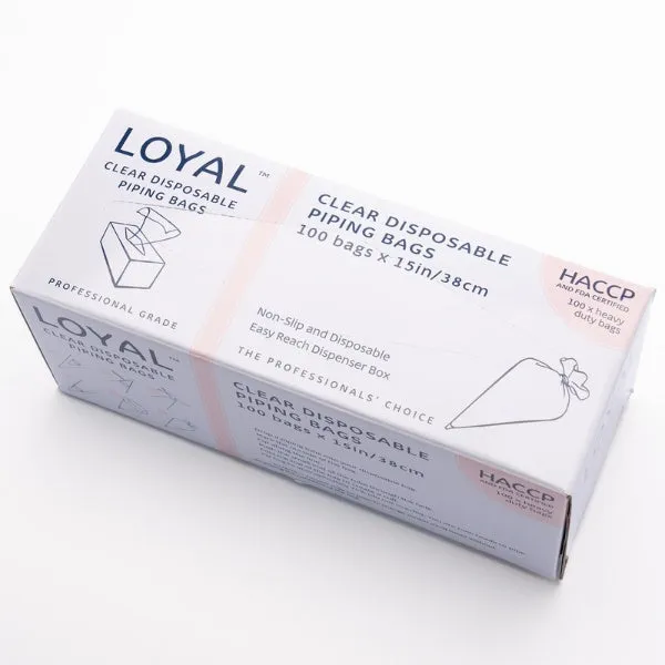 100pk 15in/38cm Loyal Clear Disposable Biodegradable Piping Bags