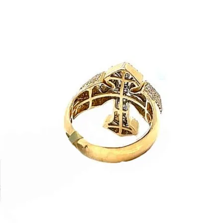 10K Gold Cross Baguette & Round Side 1.3CT Natural Diamonds Ring - SR23875