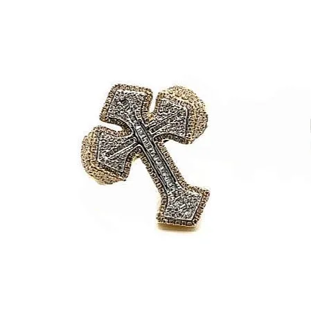 10K Gold Cross Baguette & Round Side 1.3CT Natural Diamonds Ring - SR23875