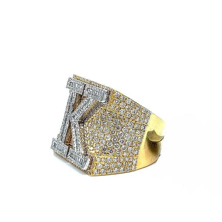 10K Gold K Letter Round & Baguette 4.67CT Natural Diamonds Ring - SR18477