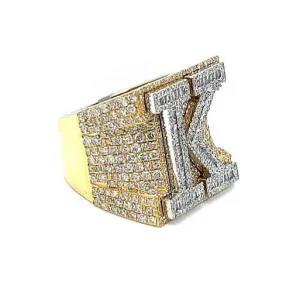10K Gold K Letter Round & Baguette 4.67CT Natural Diamonds Ring - SR18477