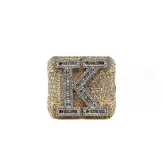 10K Gold K Letter Round & Baguette 4.67CT Natural Diamonds Ring - SR18477