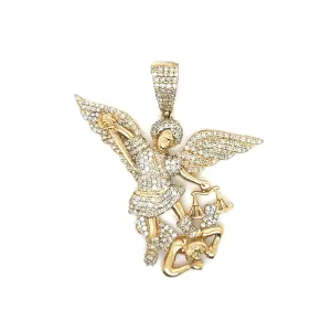 10k Gold Statement of Faith Saint Michael Archangel Pendant 1.3ct Natural Diamonds -  SP13990