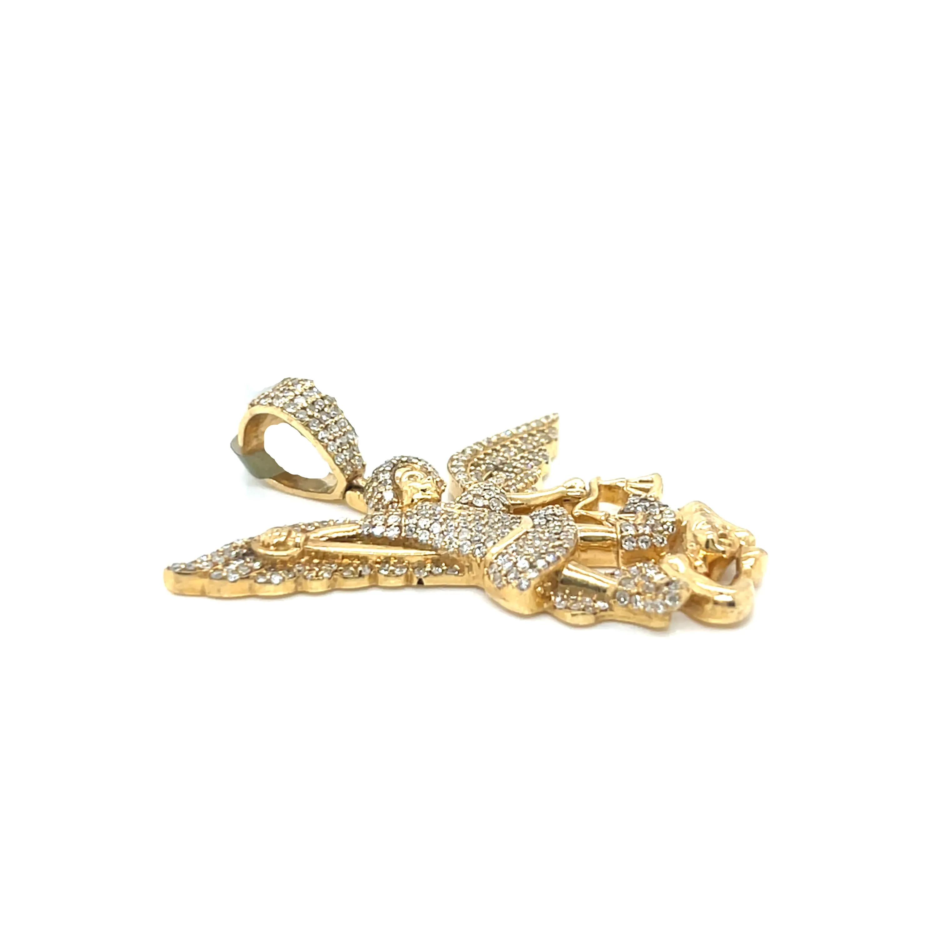 10k Gold Statement of Faith Saint Michael Archangel Pendant 1.3ct Natural Diamonds -  SP13990