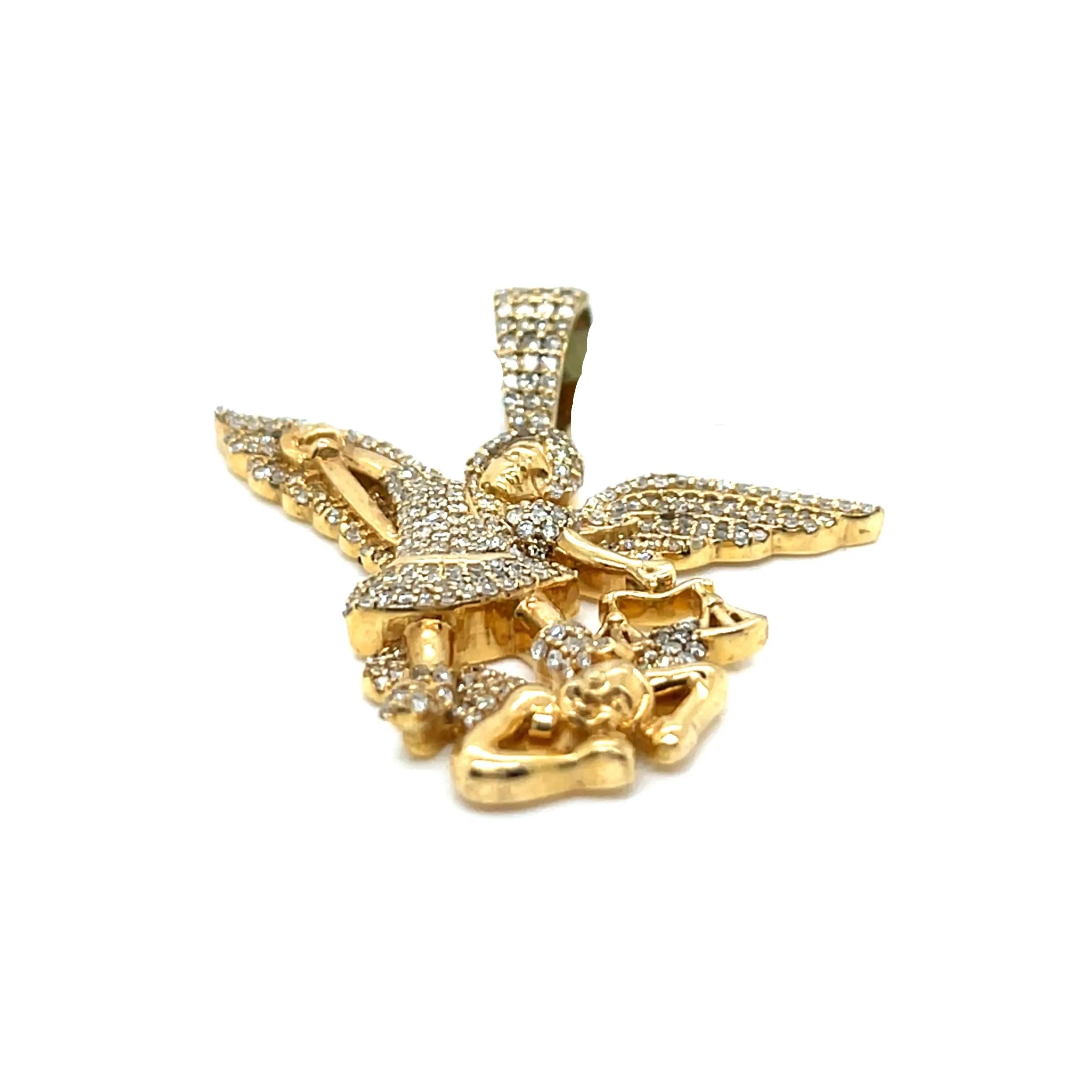 10k Gold Statement of Faith Saint Michael Archangel Pendant 1.3ct Natural Diamonds -  SP13990