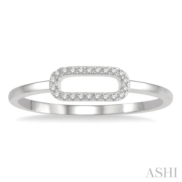 1/20 Ctw Paper Clip Link Round Cut Diamond Fashion Ring in 10K White Gold