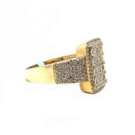 14K Gold Baguette Round 1.4CT Natural Diamonds Square Ring - SR12297A
