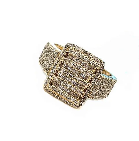 14K Gold Baguette Round 1.4CT Natural Diamonds Square Ring - SR12297A