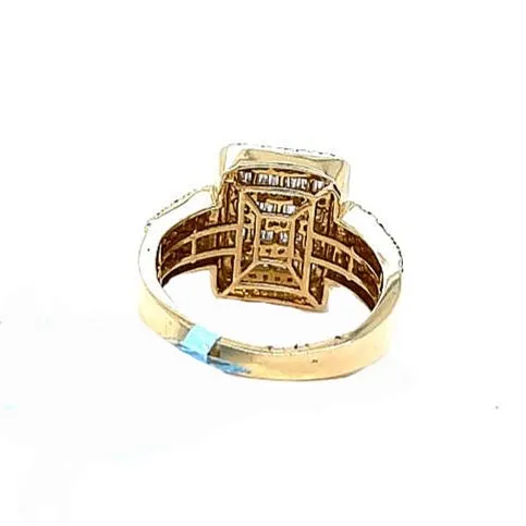 14K Gold Baguette Round 1.4CT Natural Diamonds Square Ring - SR12297A