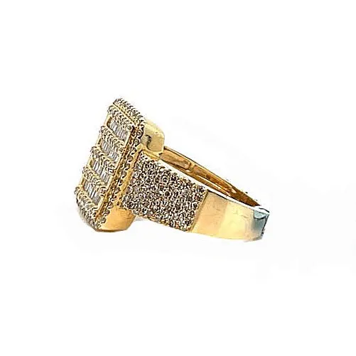 14K Gold Baguette Round 1.4CT Natural Diamonds Square Ring - SR12297A