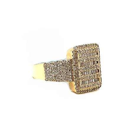 14K Gold Baguette Round 1.4CT Natural Diamonds Square Ring - SR12297A