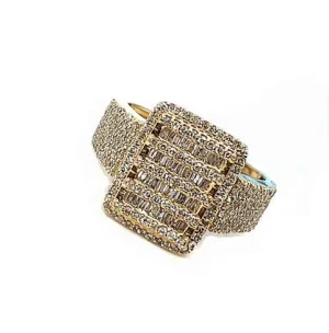 14K Gold Baguette Round 1.4CT Natural Diamonds Square Ring - SR12297A