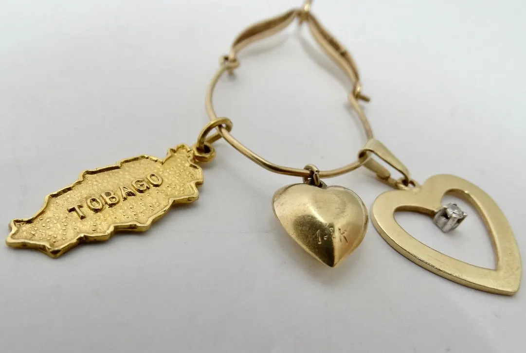 14K Gold Tobago Multi Charm Pendant