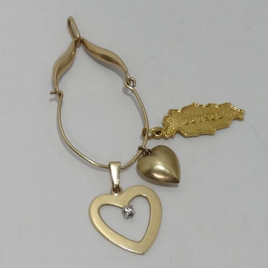 14K Gold Tobago Multi Charm Pendant