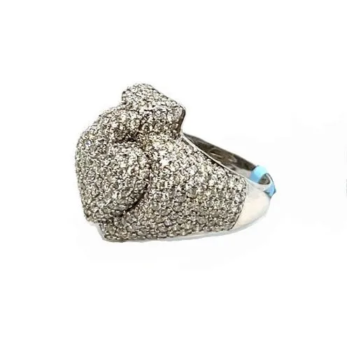 14K White Gold Round 5.4CT Natural Diamonds Spade Ring - SRNO-22