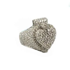 14K White Gold Round 5.4CT Natural Diamonds Spade Ring - SRNO-22
