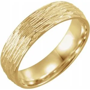 14K Yellow 6 mm Tree Bark Pattern Band  Size 9.5