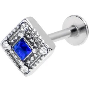 16 Gauge 1/4 Clear Blue Gem Rhombus Royale Labret Tragus