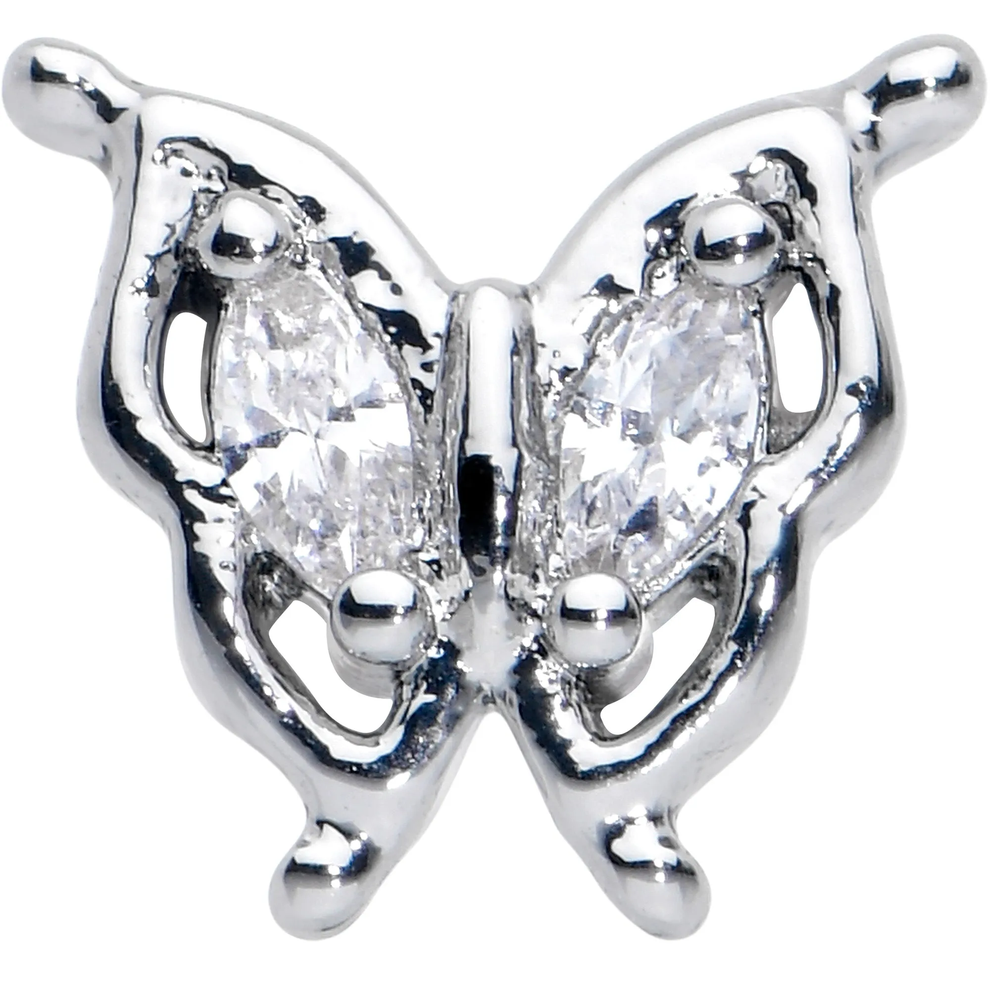 16 Gauge 1/4 Clear Gem Fancy Fab Butterfly Cartilage Tragus Earring