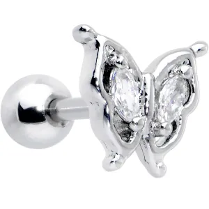 16 Gauge 1/4 Clear Gem Fancy Fab Butterfly Cartilage Tragus Earring