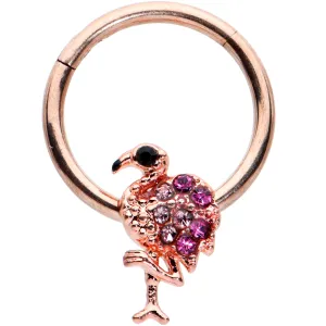 16 Gauge 3/8 Rose Gold Tone Fashion Flamingo Hinged Segment Ring