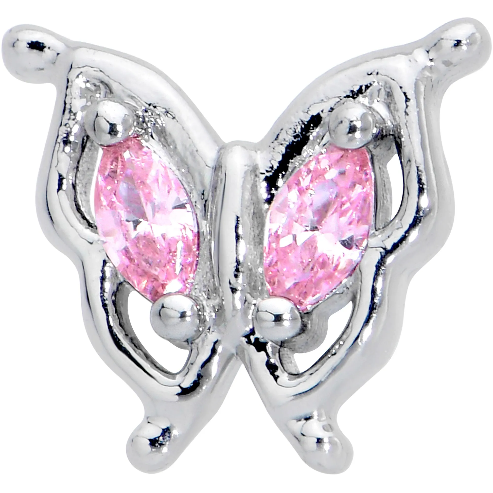 16 Gauge 5/16 Pink Gem Fancy Fab Butterfly Internally Threaded Labret