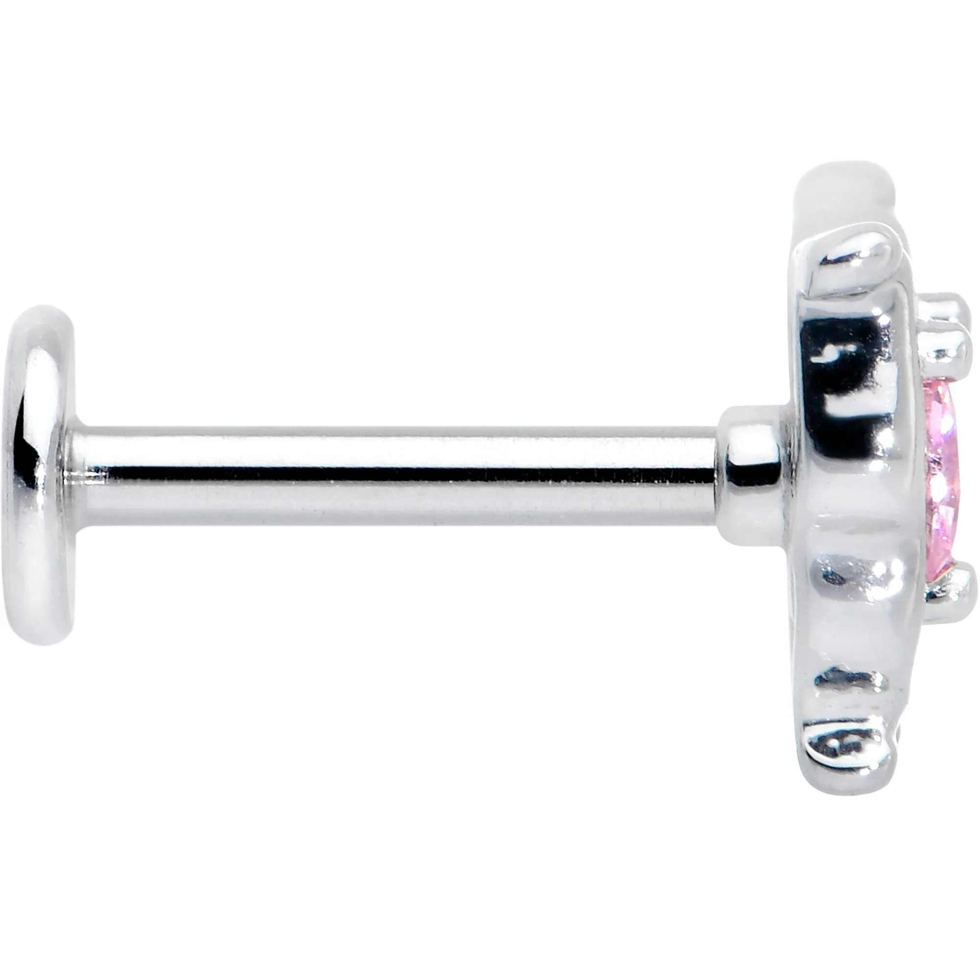 16 Gauge 5/16 Pink Gem Fancy Fab Butterfly Internally Threaded Labret