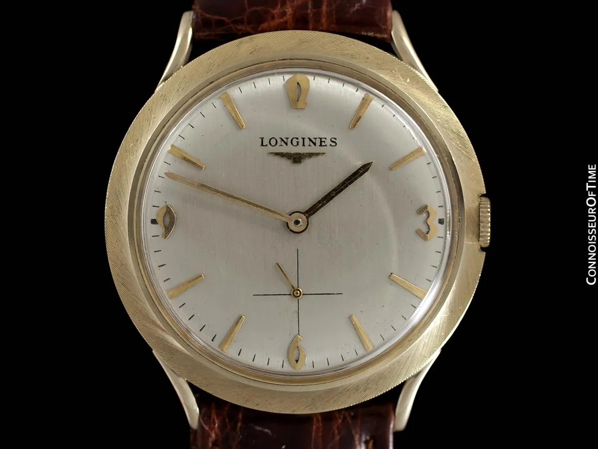 1963 Longines Vintage Mens Modernist Dress Watch - 14K Gold