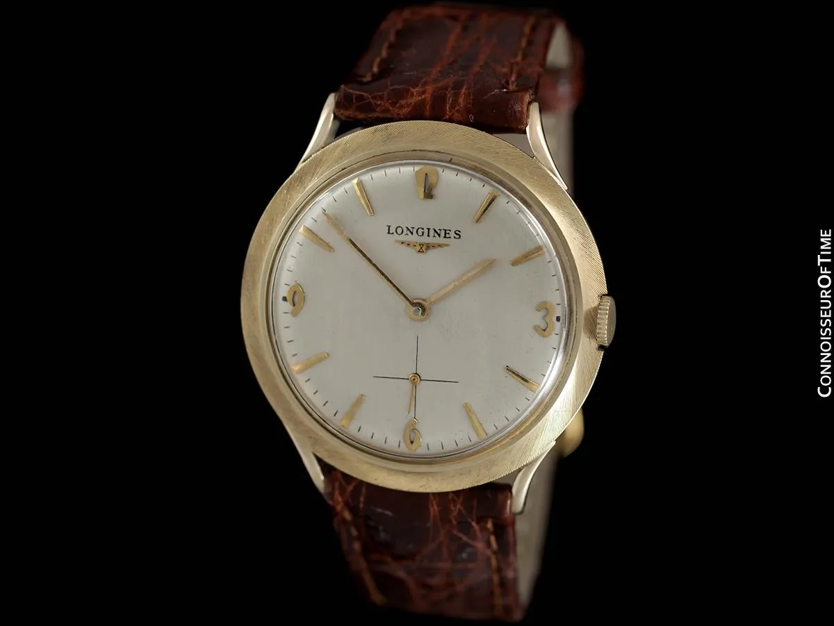 1963 Longines Vintage Mens Modernist Dress Watch - 14K Gold