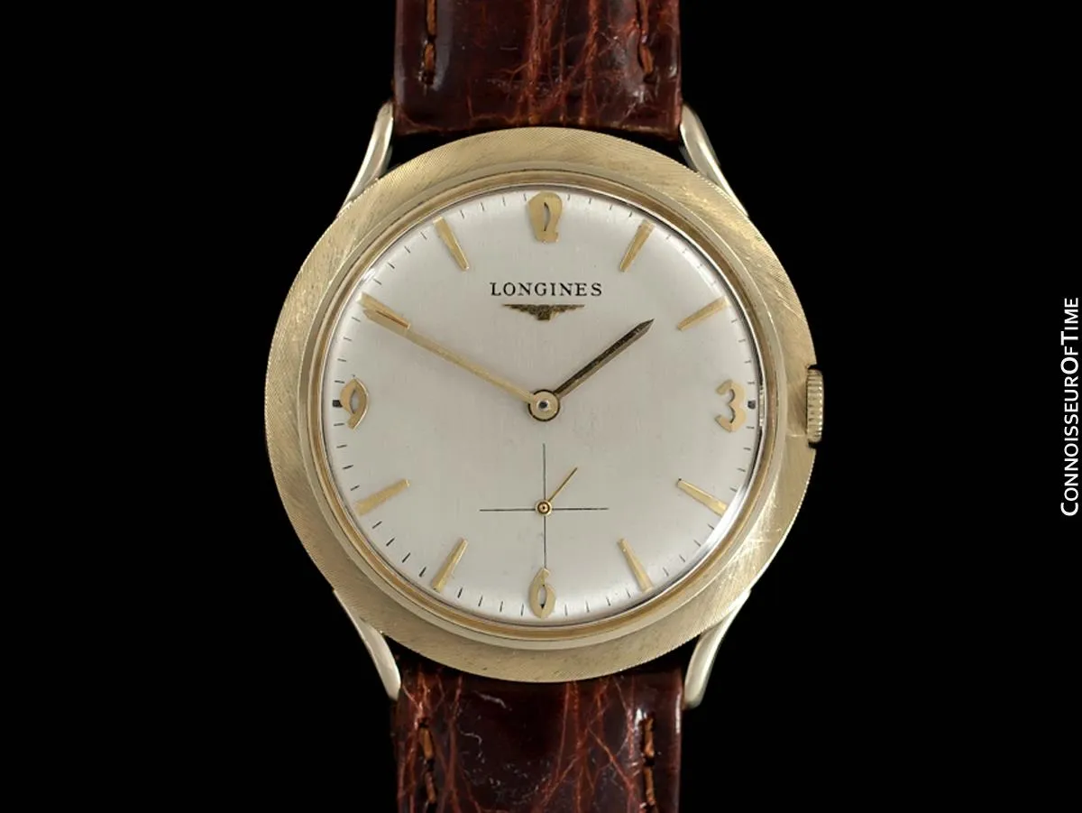 1963 Longines Vintage Mens Modernist Dress Watch - 14K Gold
