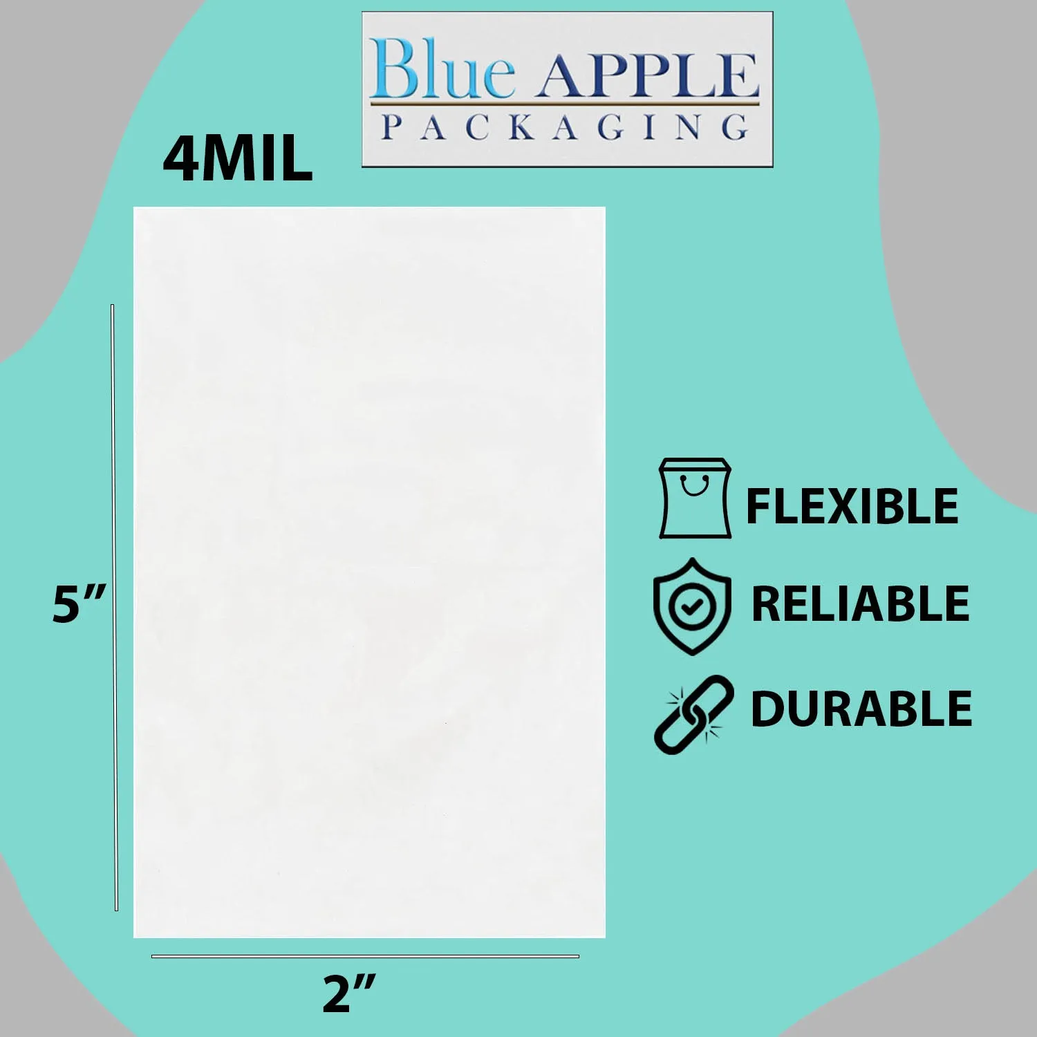 2X5 inches Clear Flat Poly Bags 4Mil Open Top (LDPE)