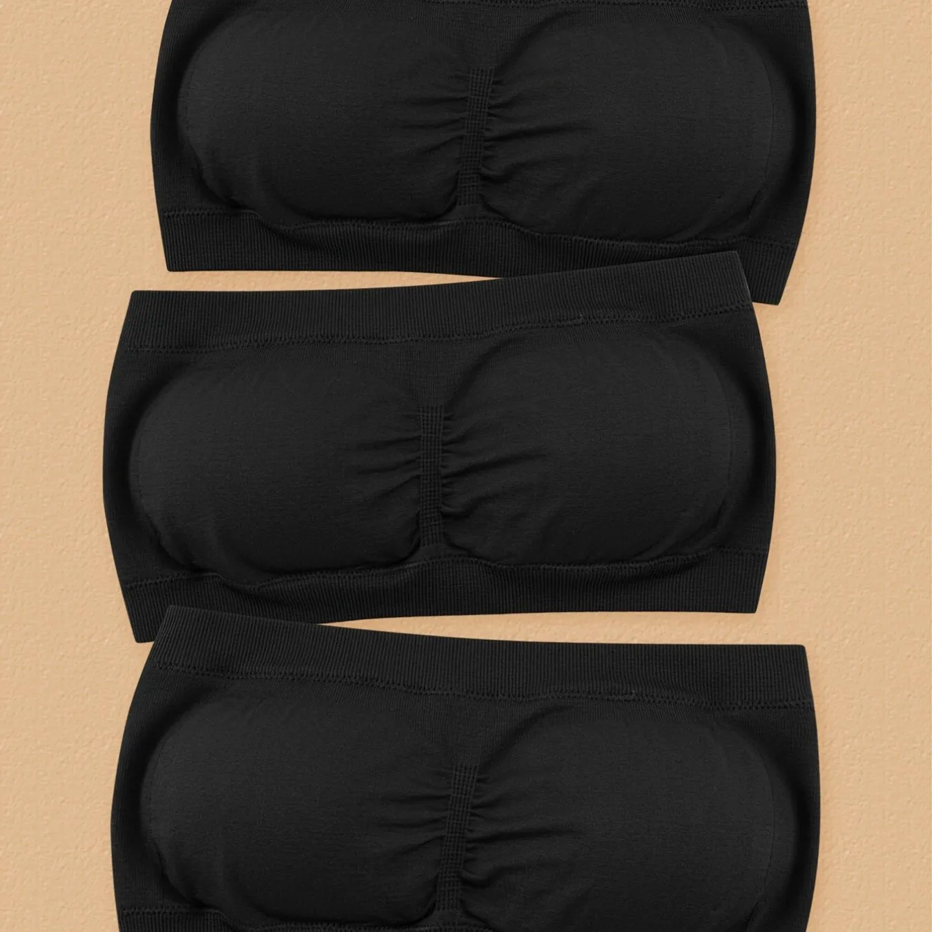 3 Pcs Comfortable Double-layer Extended Size Shoulderless Strapless Bra, Slightly Breast Wrap Detachable Chest Pad Bra, Women's Lingerie & Underwear