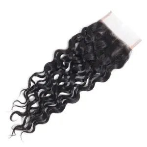 4x4 Water Wave Closure Free Part 100 Human Hair closure
