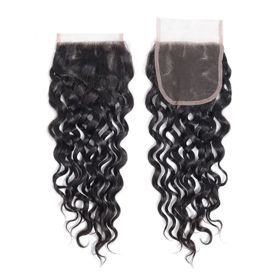 4x4 Water Wave Closure Free Part 100 Human Hair closure