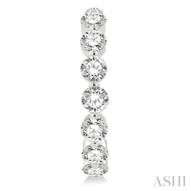 5 ctw Interior and Exterior Bezel Set Round Cut Diamond Fashion Hoop Earring in 14K White Gold