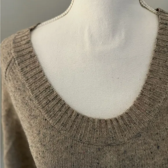 7 For All Mankind Wool/Cashmere Long Scoopneck Sweater Size M Taupe