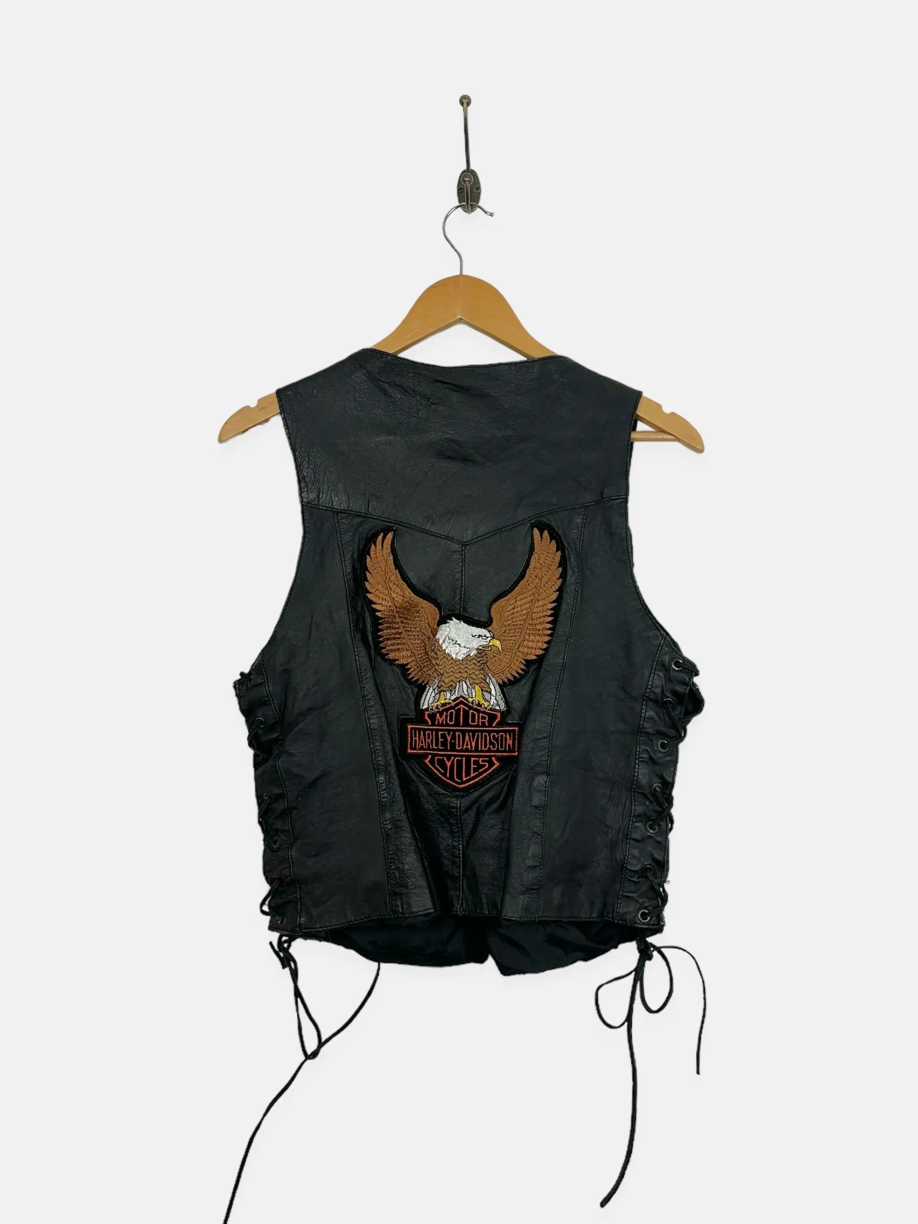 90's Harley Davidson Embroidered Vintage Leather Vest 8-10