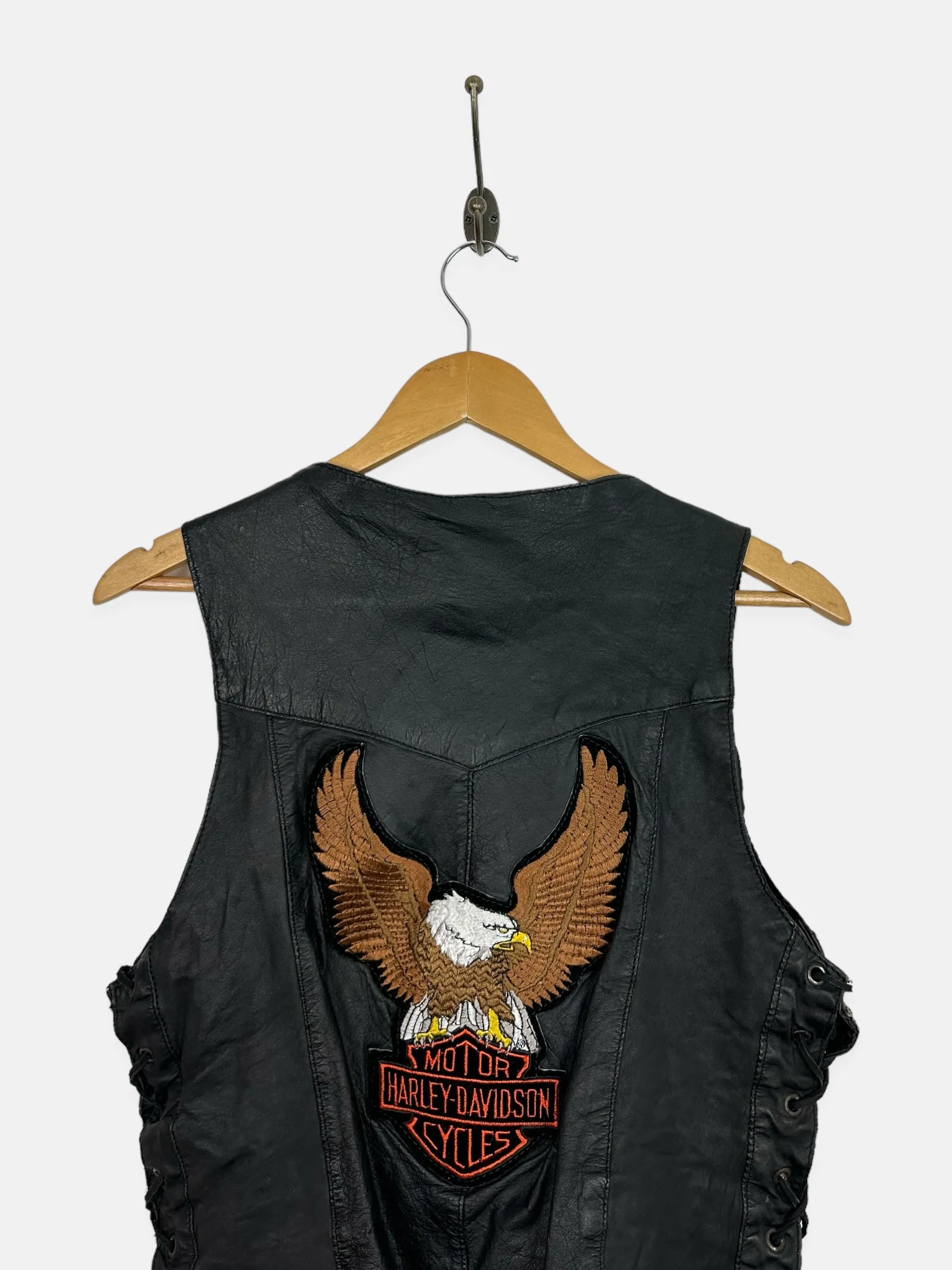 90's Harley Davidson Embroidered Vintage Leather Vest 8-10