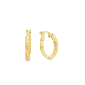 9ct Yellow Gold Patterned Hoops GEAR063