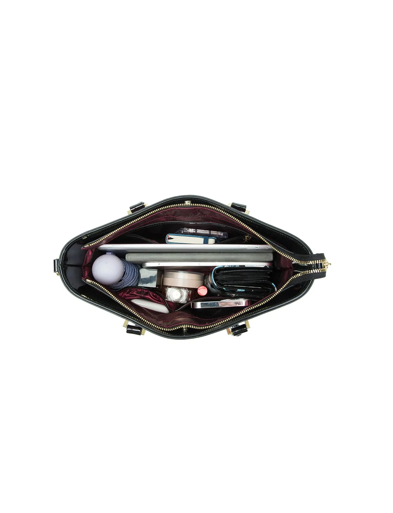 ABBEY PATENT LEATHER GRIP HANDLE BAG- SF6-8787-SALE