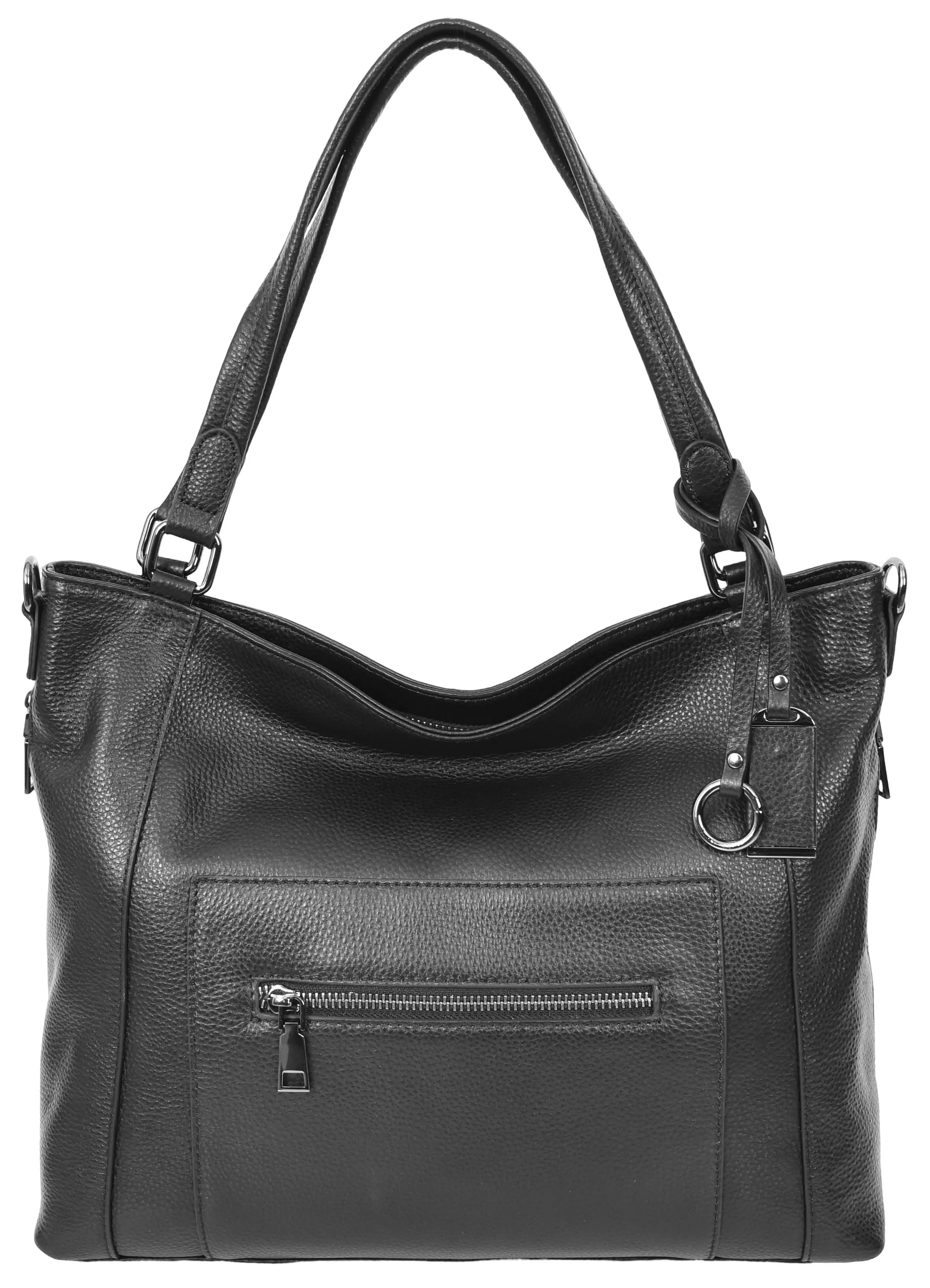 Abigail Women Leather Zip Opening Tote Shoulder Handbag Black