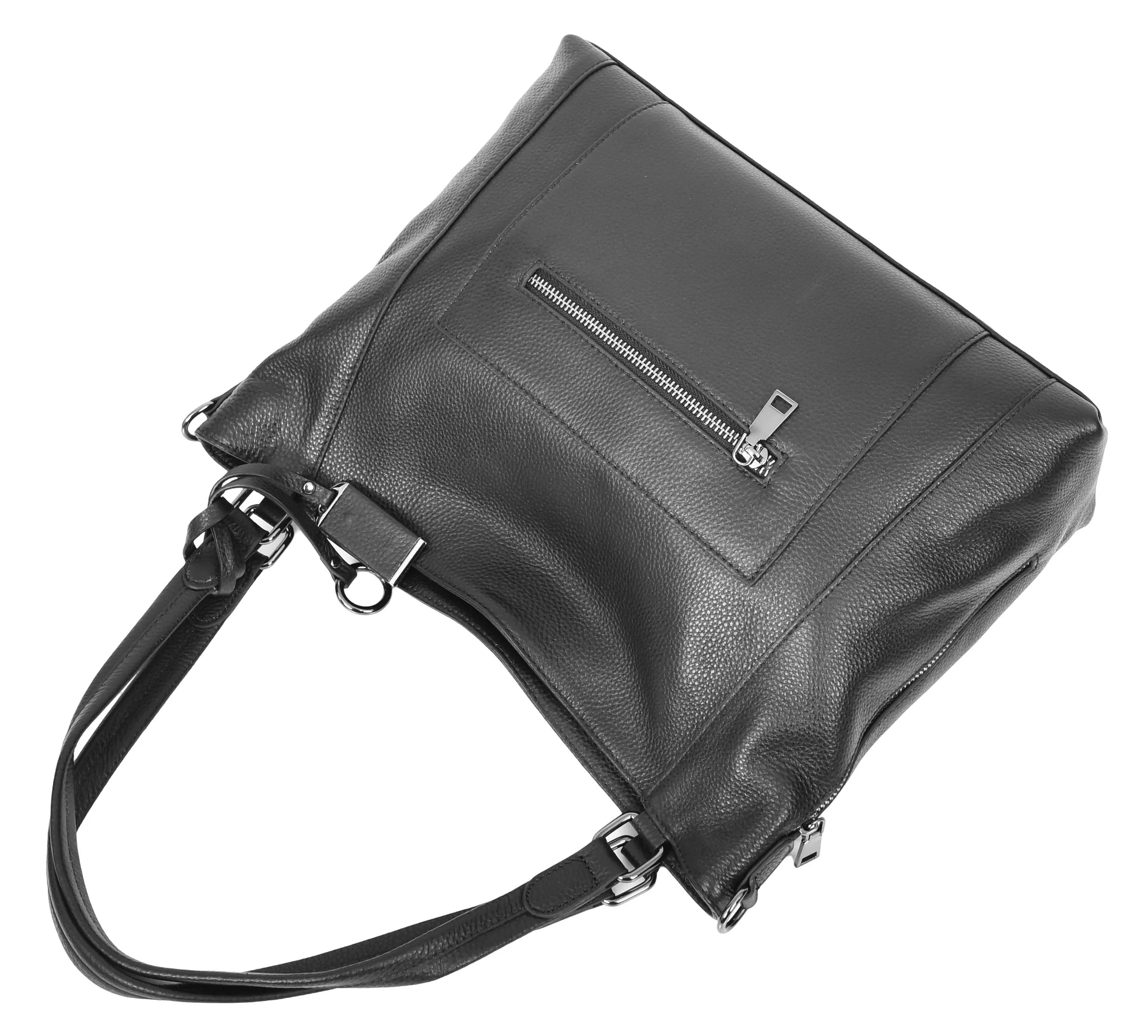 Abigail Women Leather Zip Opening Tote Shoulder Handbag Black