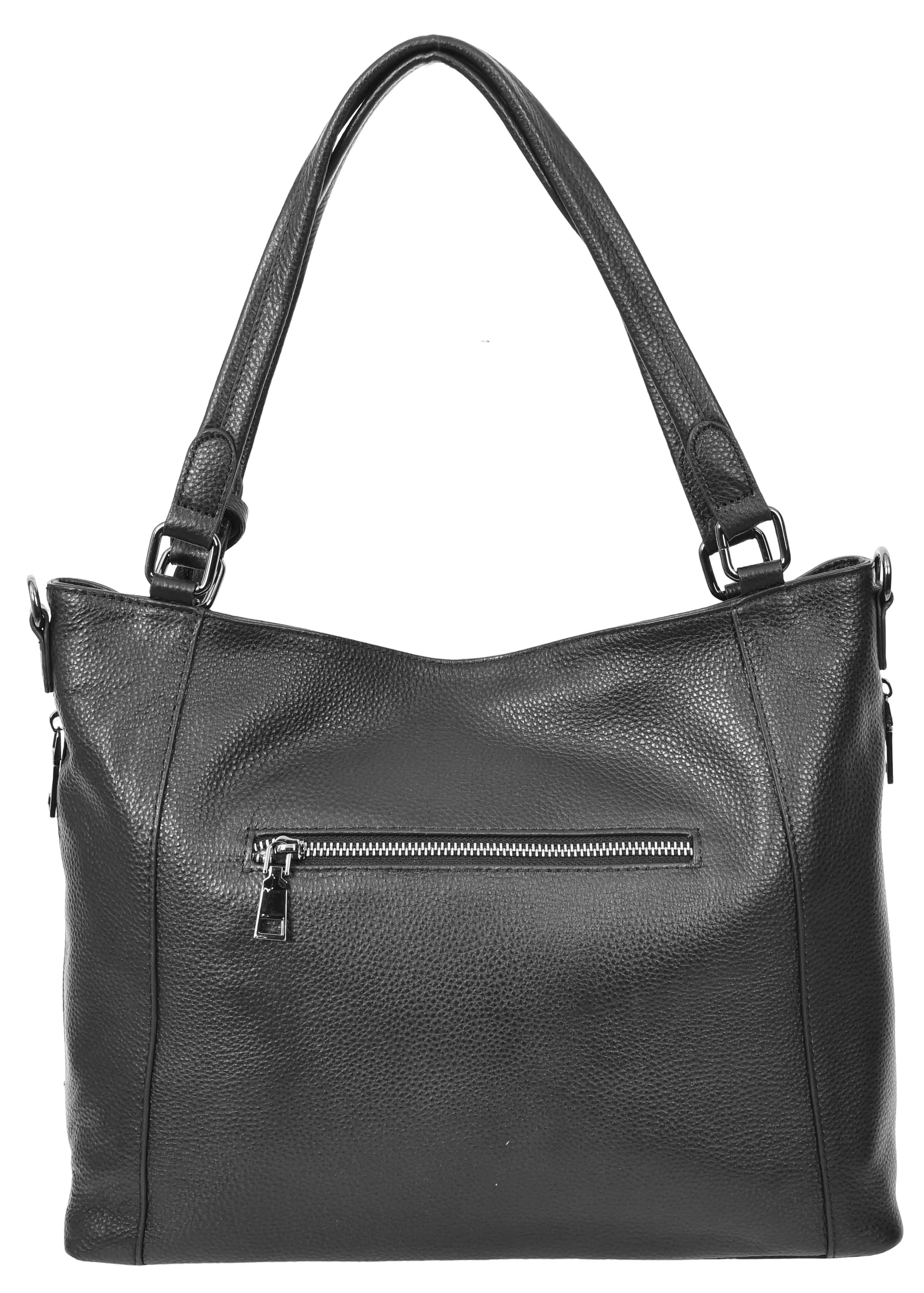 Abigail Women Leather Zip Opening Tote Shoulder Handbag Black