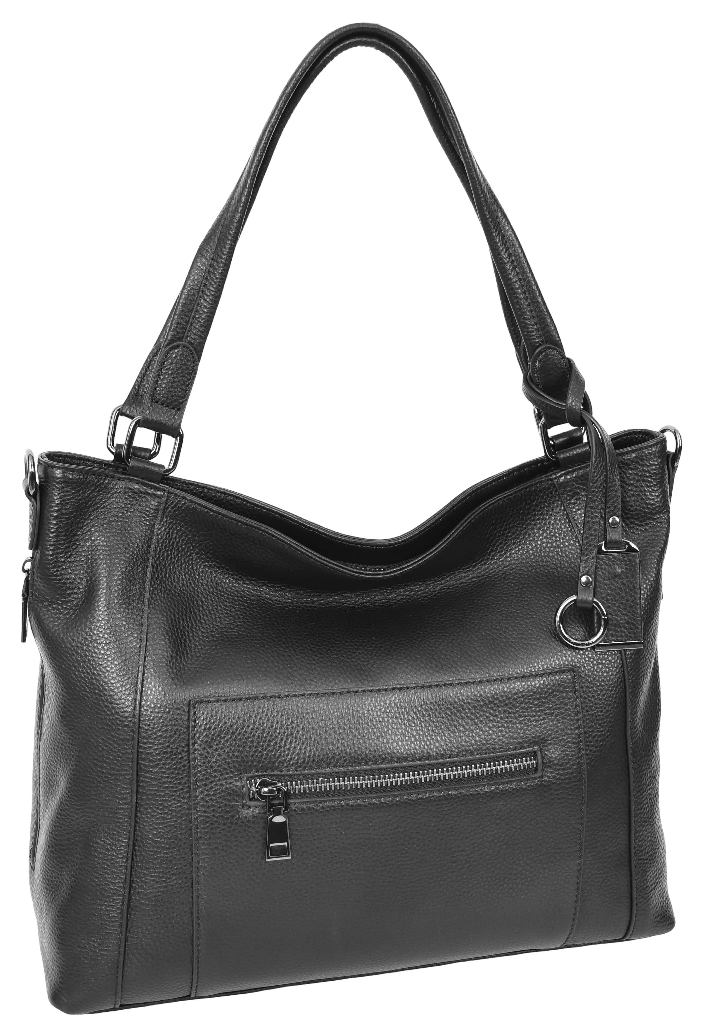Abigail Women Leather Zip Opening Tote Shoulder Handbag Black